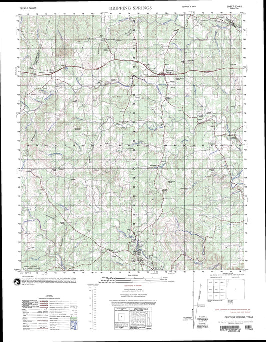 Dripping Springs Texas Military 1:50,000 Map