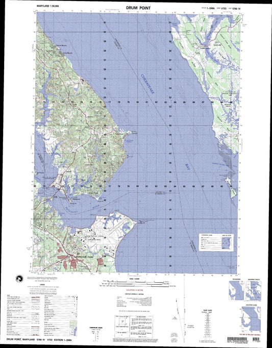 Drum Point Maryland Military 1:50,000 Map