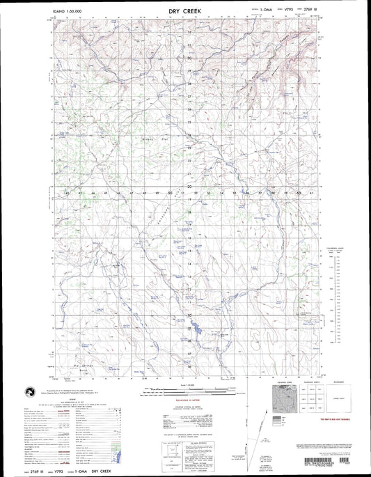 Dry Creek Idaho Military 1:50,000 Map