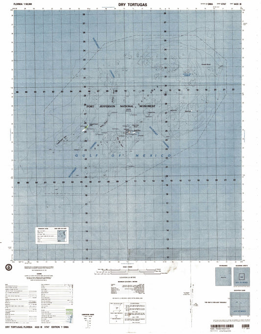 Dry Tortugas Florida Military 1:50,000 Map