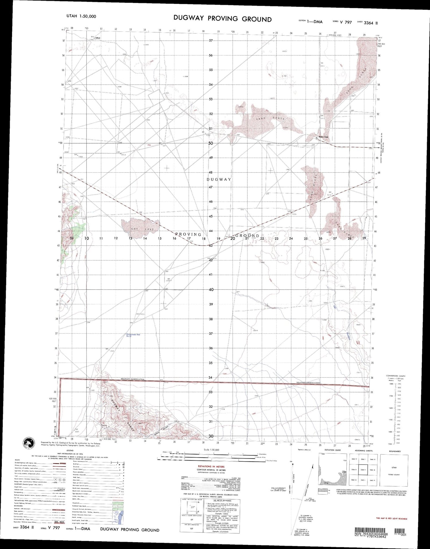 Dugway Proving Ground Utah Military 1:50,000 Map