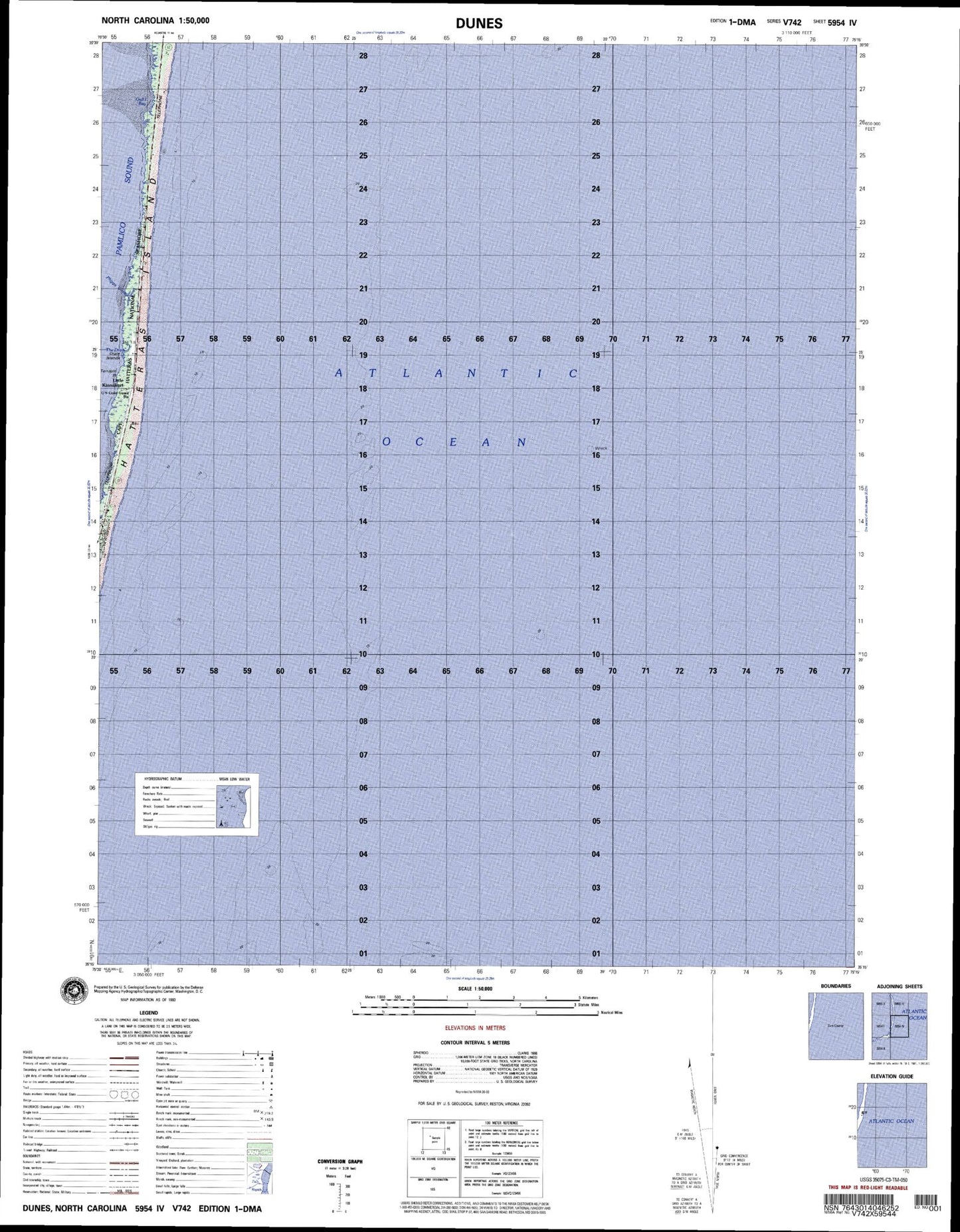 Dunes North Carolina Military 1:50,000 Map