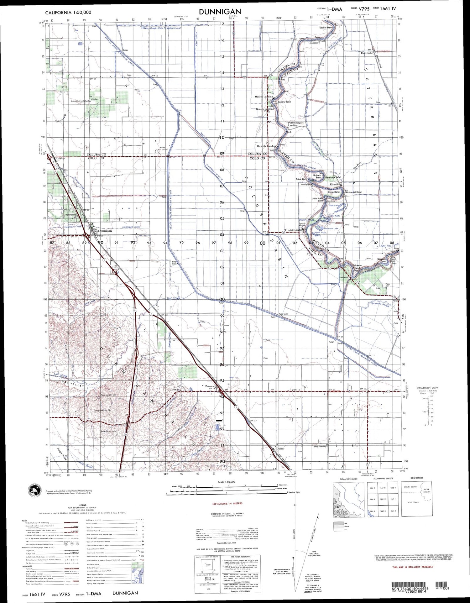 Dunnigan California Military 1:50,000 Map