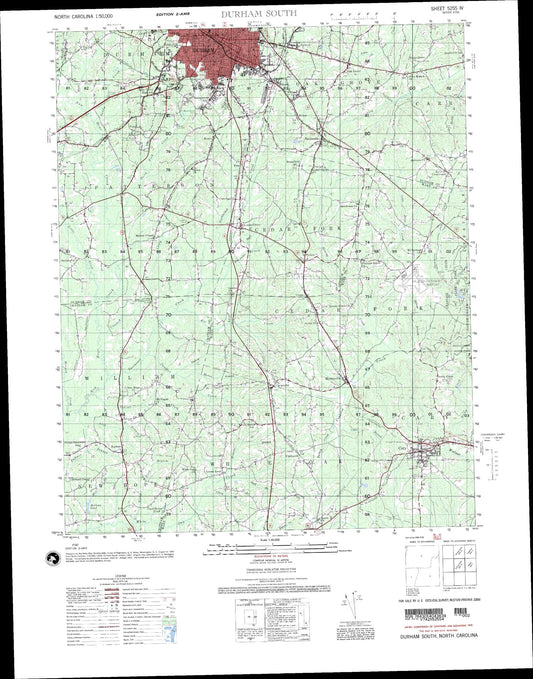 Durham South North Carolina Military 1:50,000 Map