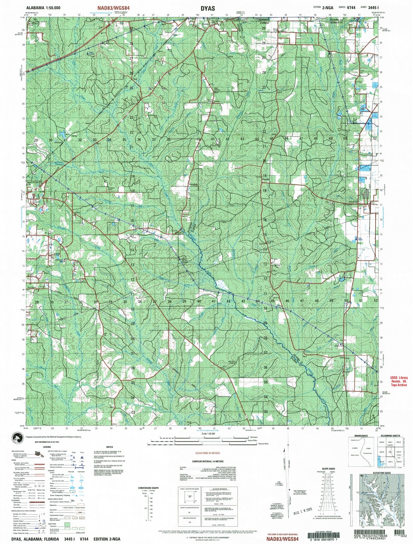 Dyas Alabama Military 1:50,000 Map