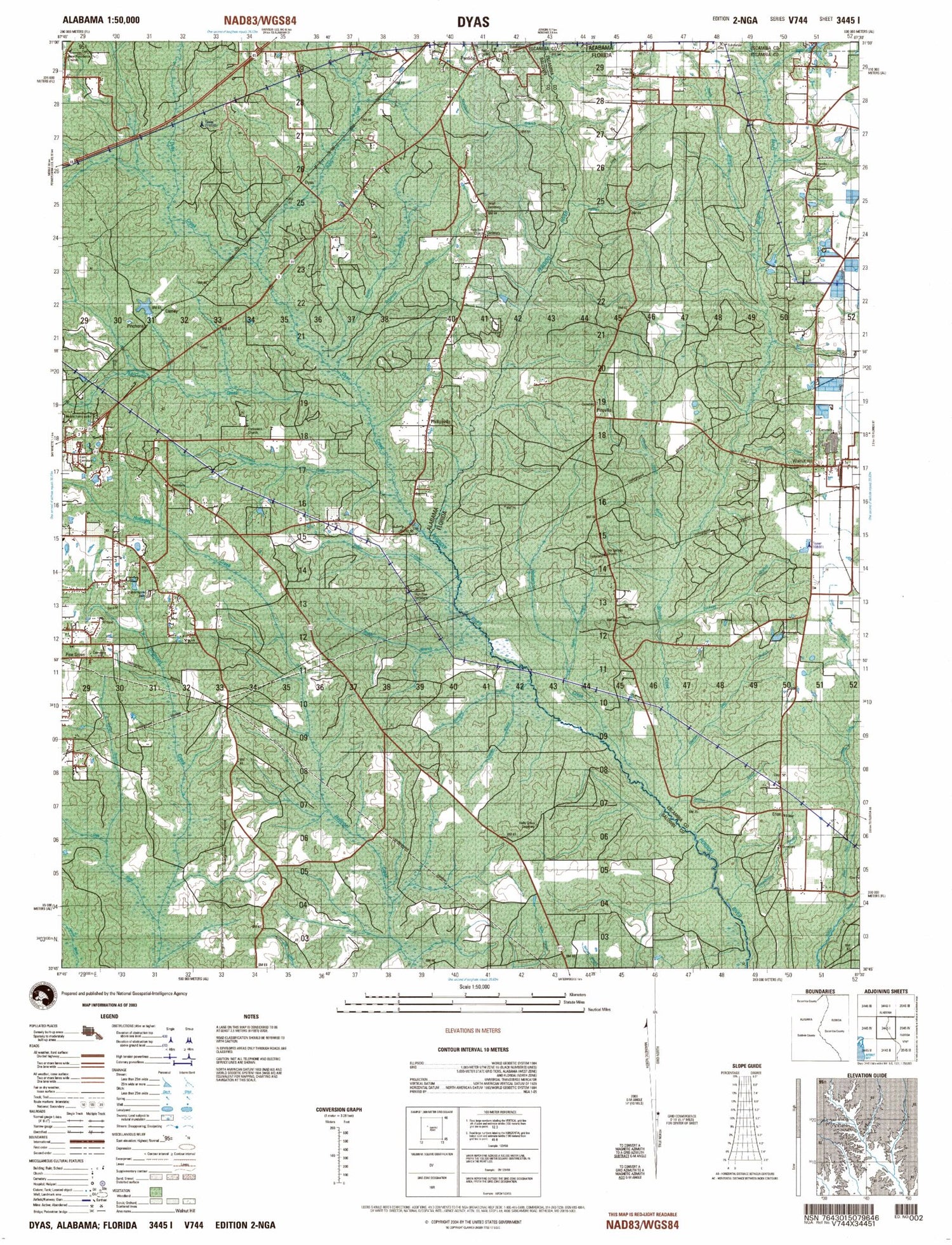 Dyas Florida Military 1:50,000 Map