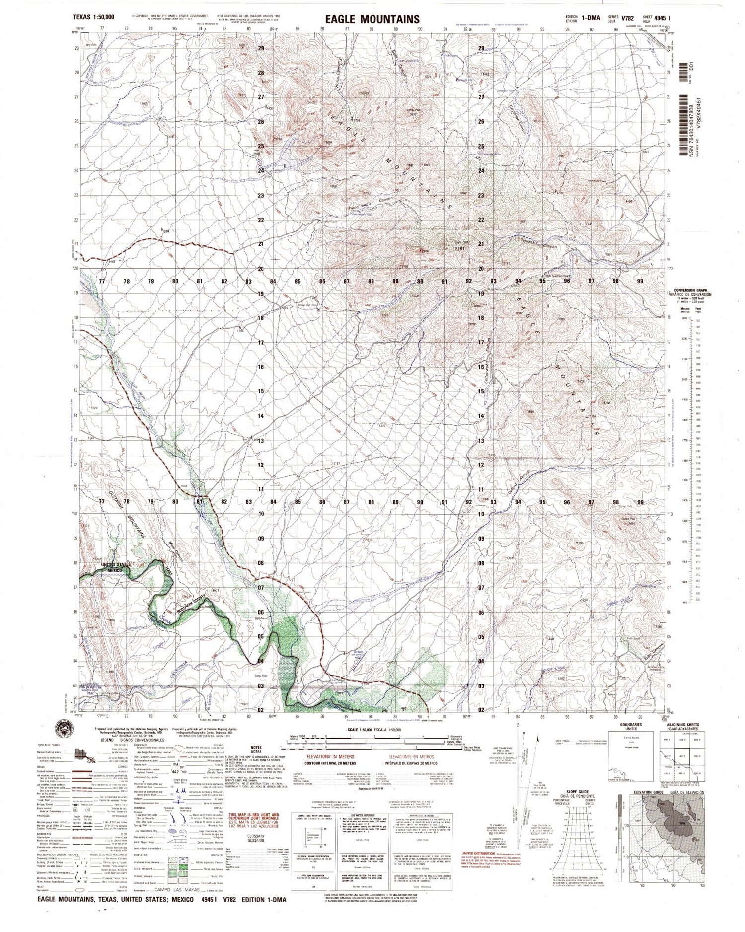 Eagle Mountains Texas Military 1:50,000 Map