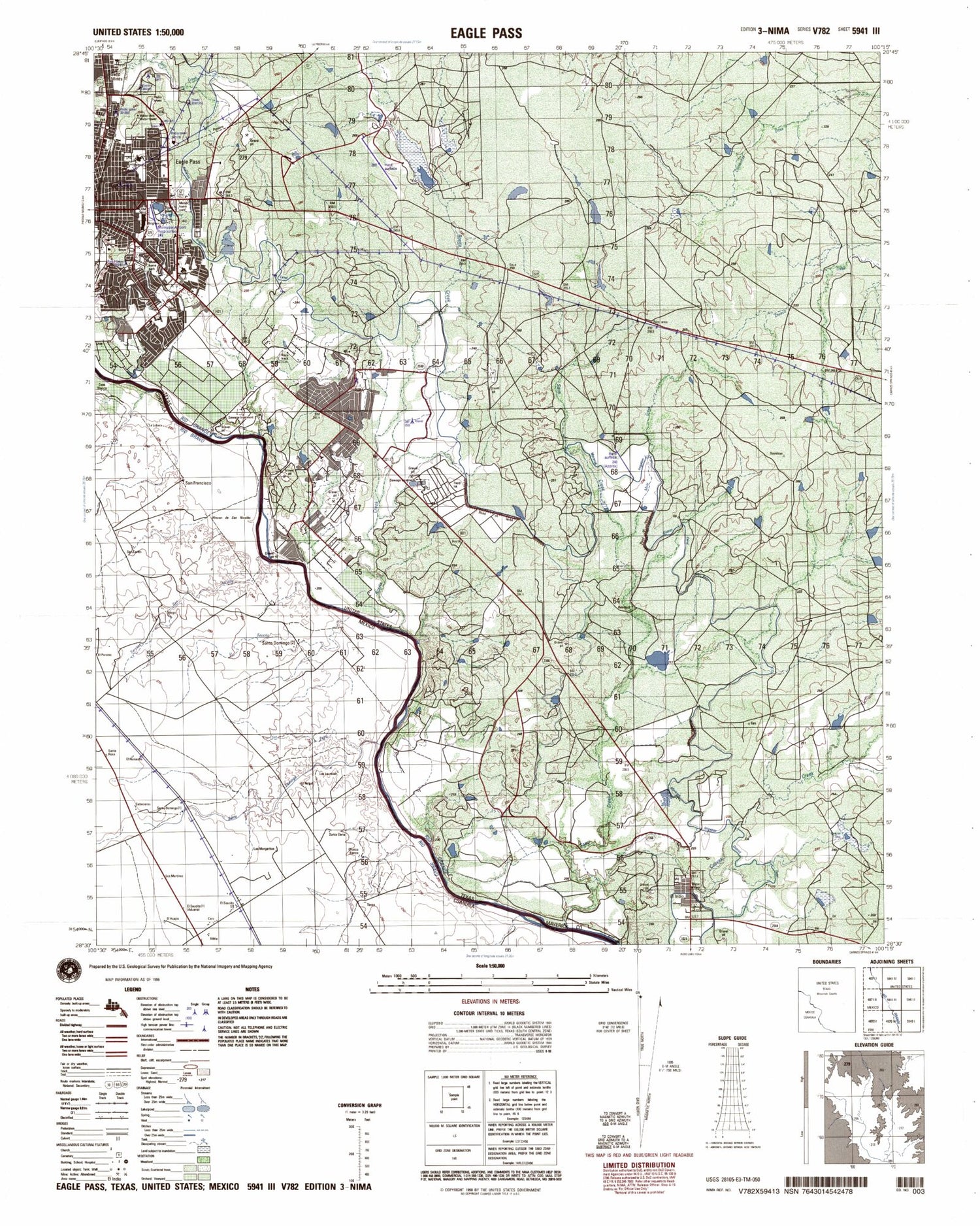 Eagle Pass Texas Military 1:50,000 Map