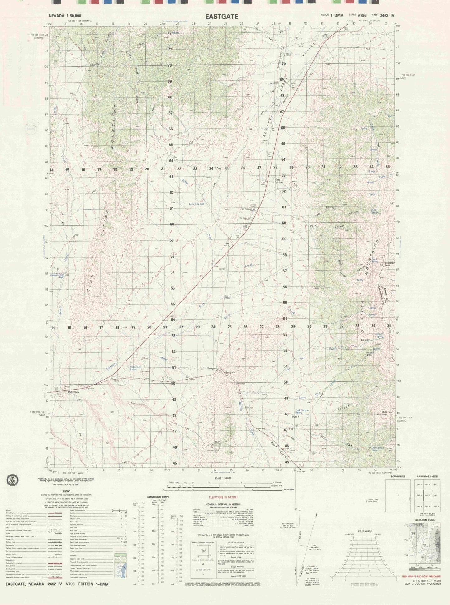 Eastgate Nevada Military 1:50,000 Map