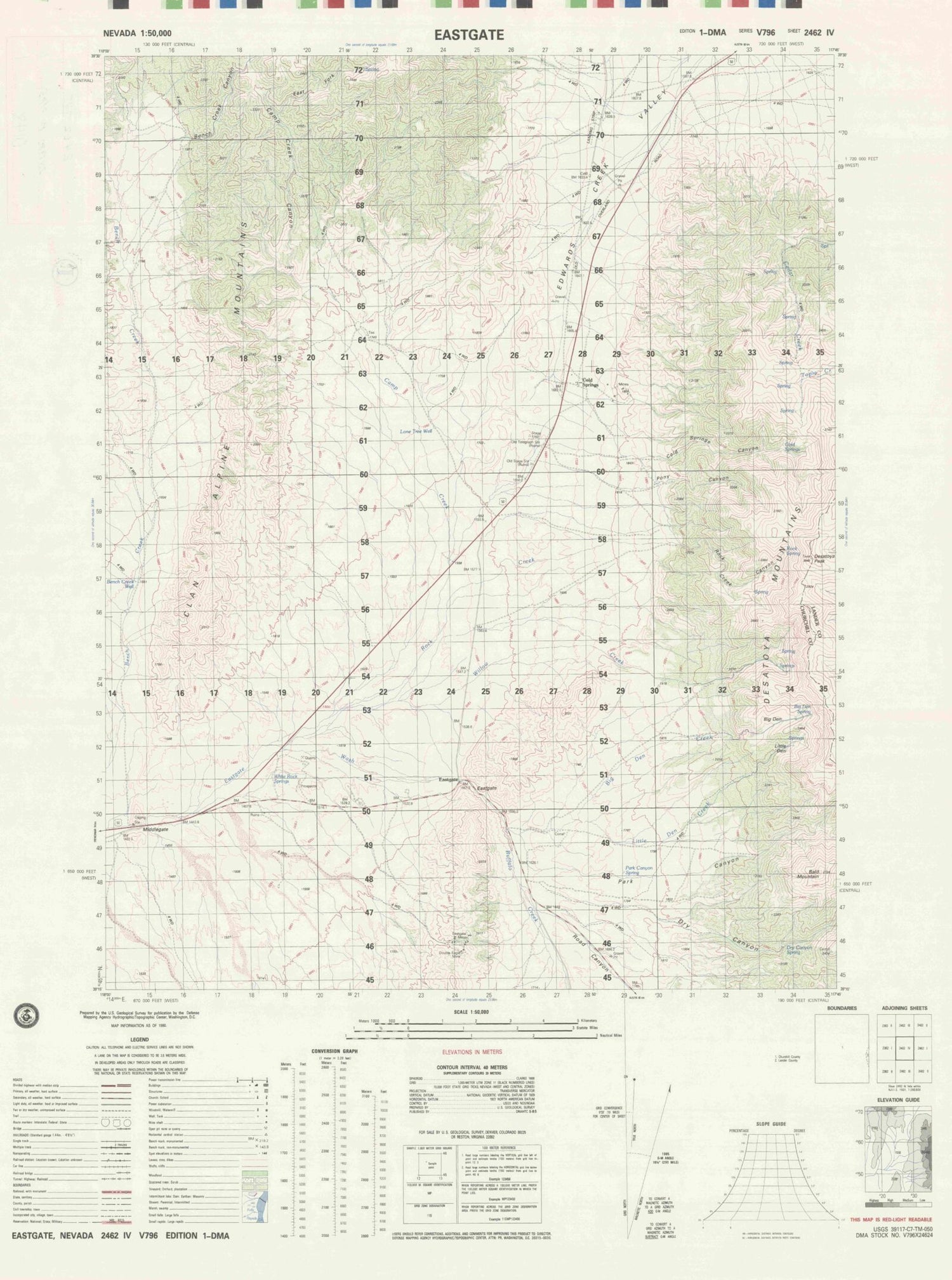 Eastgate Nevada Military 1:50,000 Map