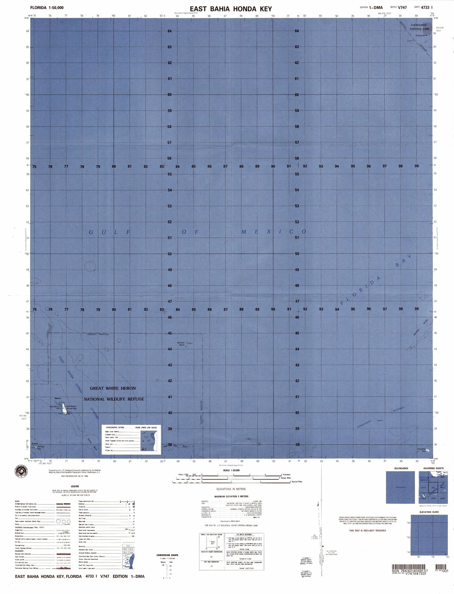 East Bahia Honda Key Florida Military 1:50,000 Map