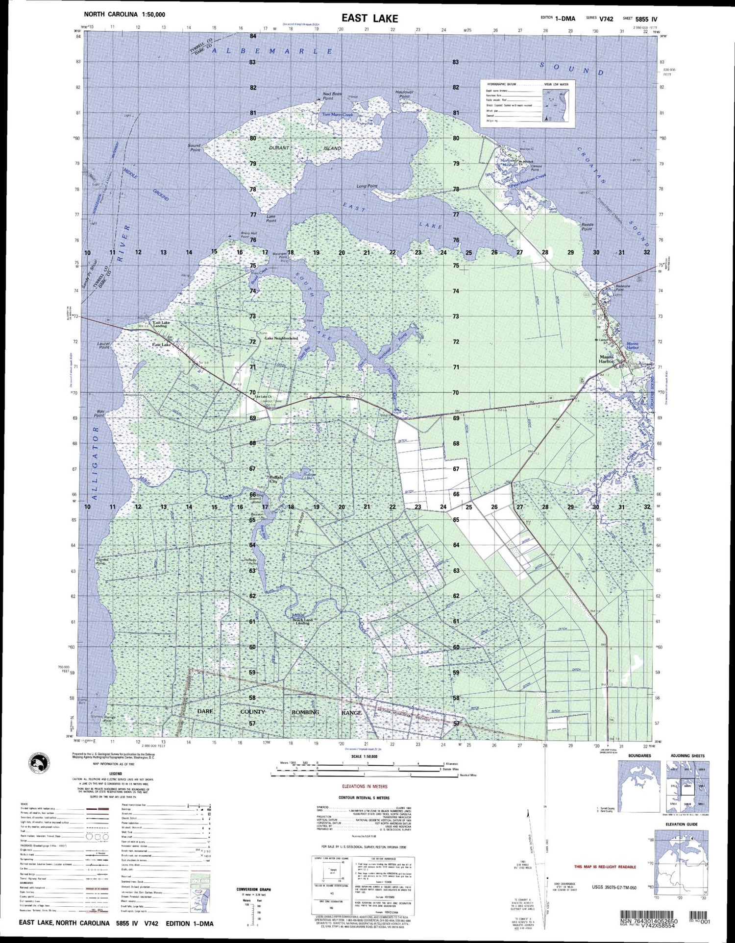 East Lake North Carolina Military 1:50,000 Map