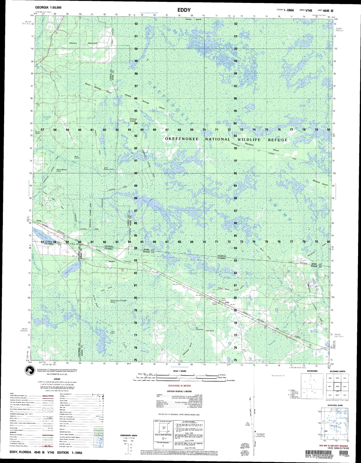 Eddy Georgia Military 1:50,000 Map