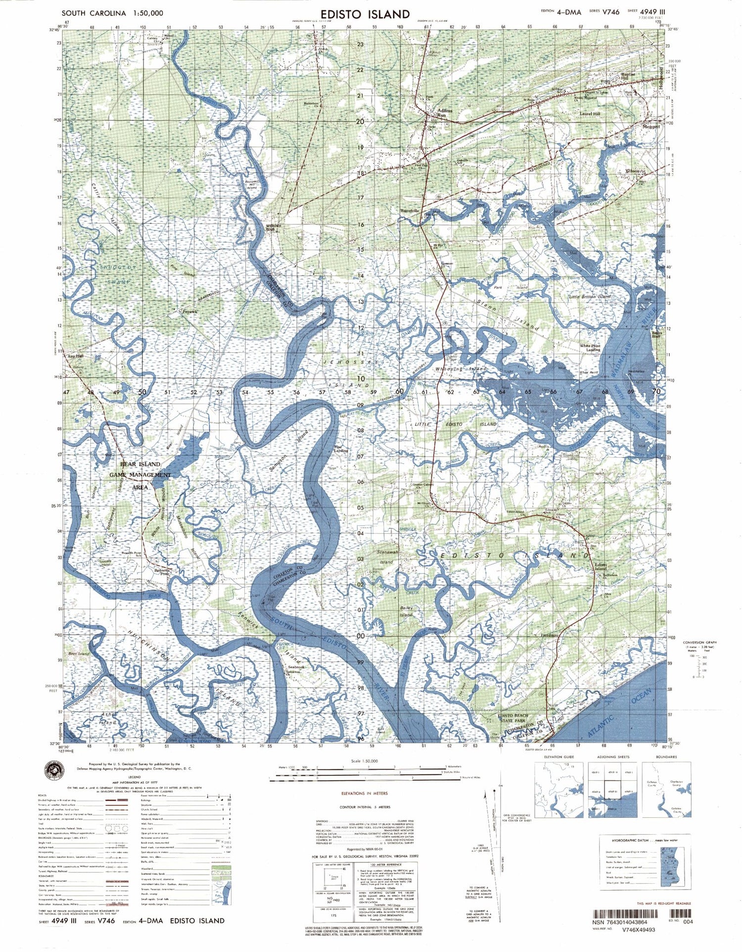 Edisto Island South Carolina Military 1:50,000 Map