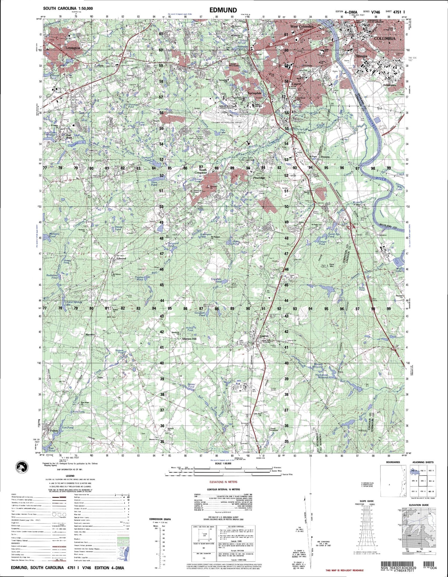 Edmund South Carolina Military 1:50,000 Map