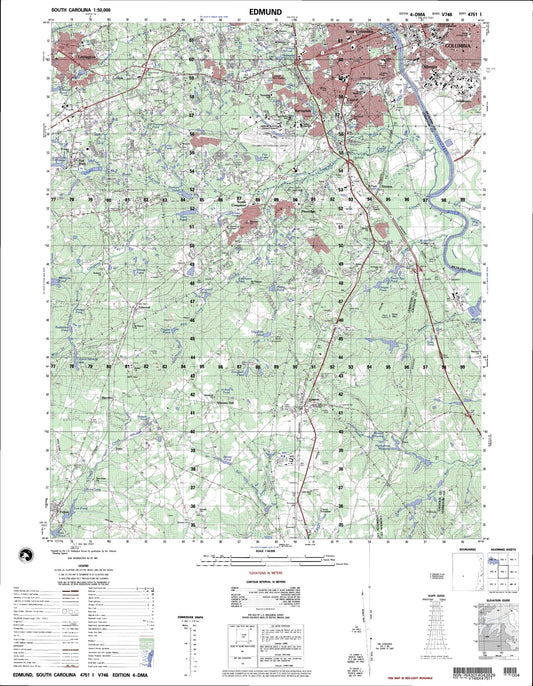 Edmund South Carolina Military 1:50,000 Map