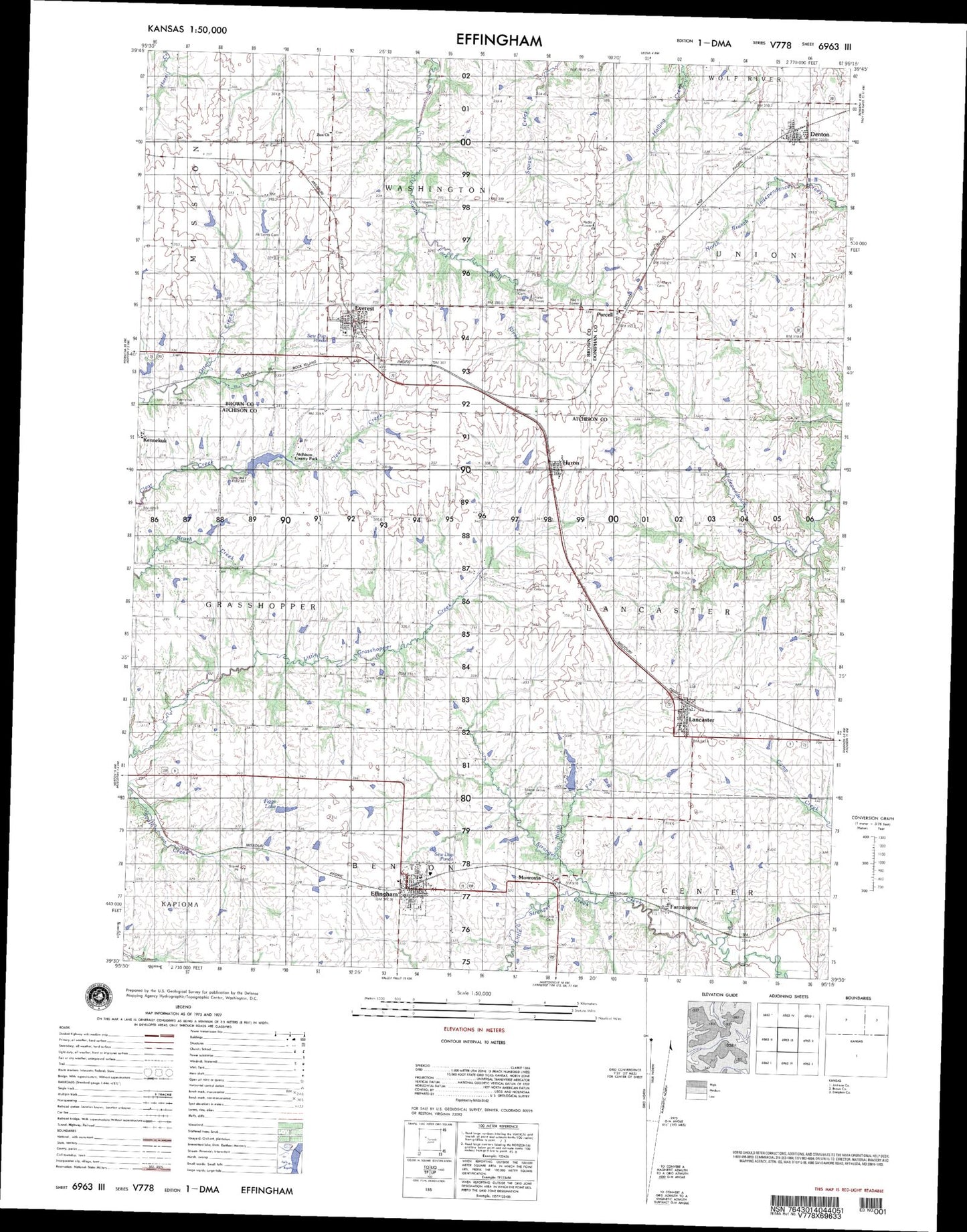 Effingham Kansas Military 1:50,000 Map