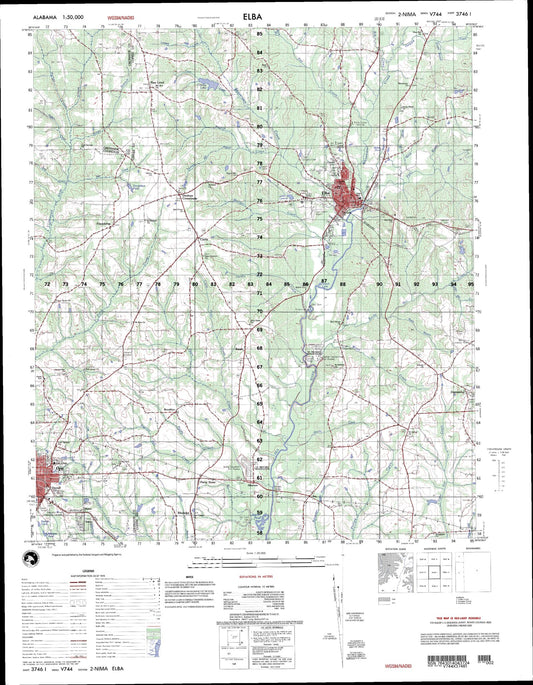 Elba Alabama Military 1:50,000 Map