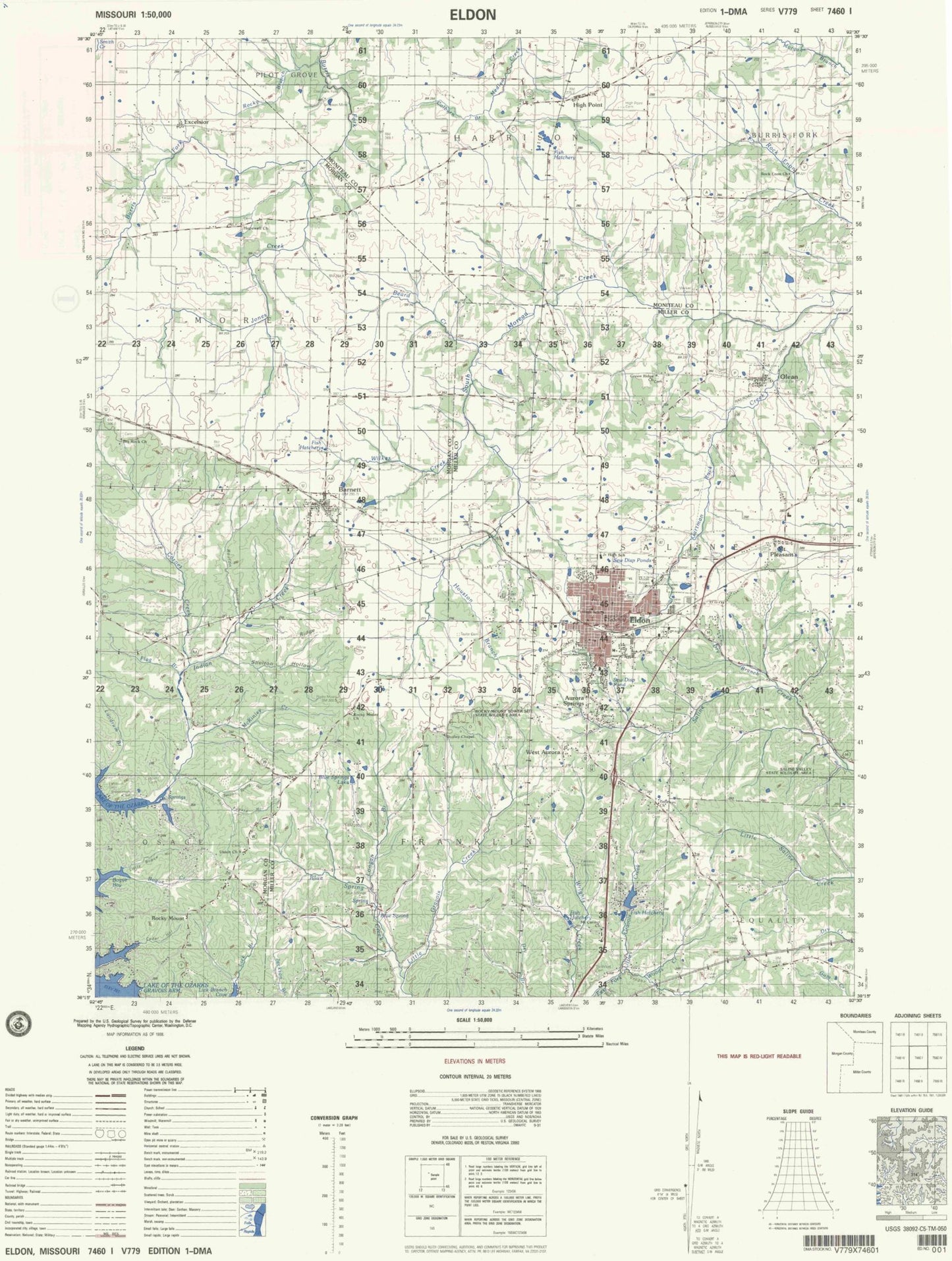 Eldon Missouri Military 1:50,000 Map