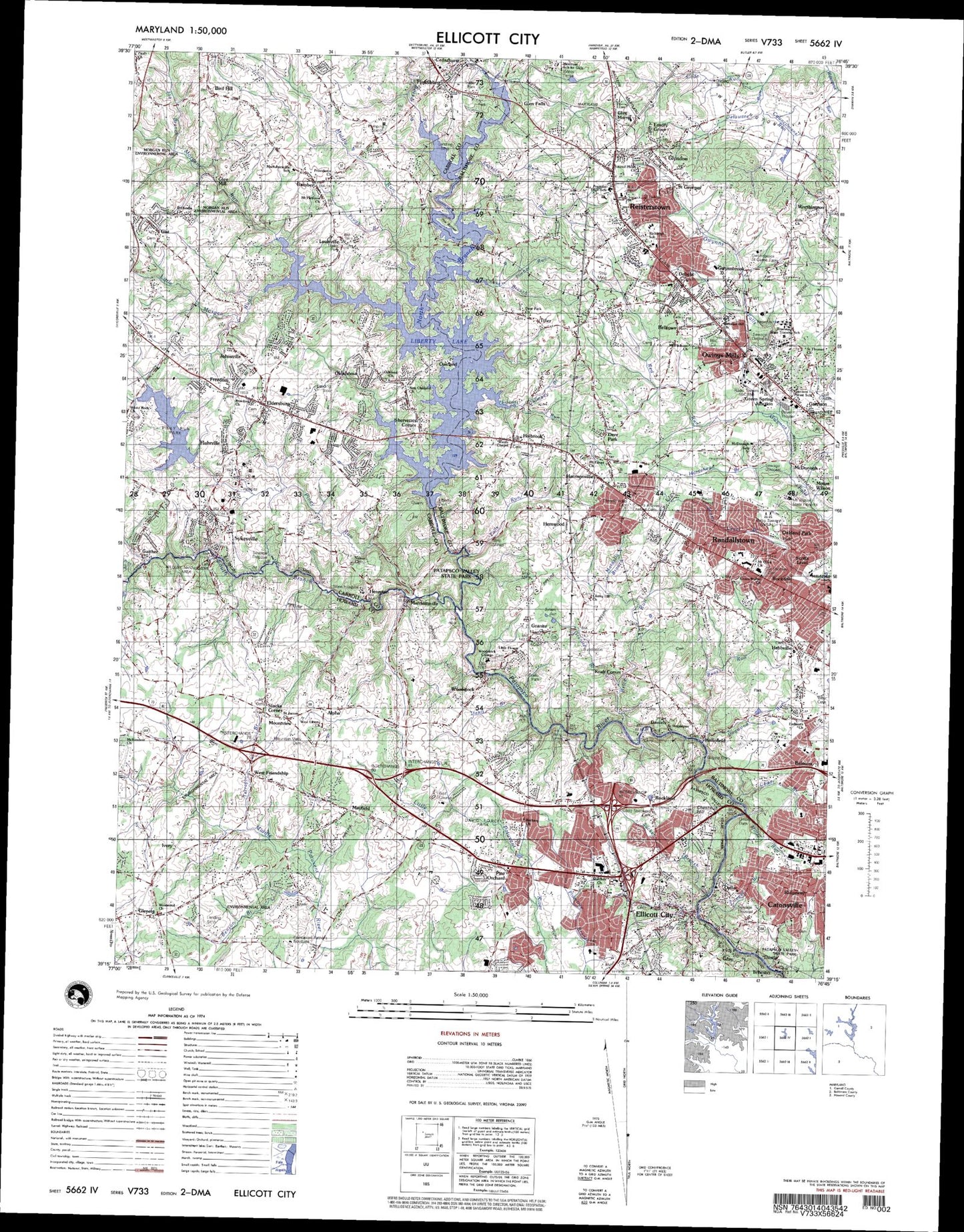 Ellicott City Maryland Military 1:50,000 Map