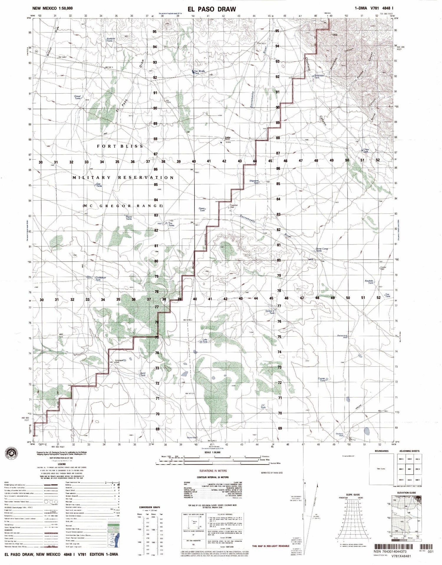 El Paso Draw New Mexico Military 1:50,000 Map