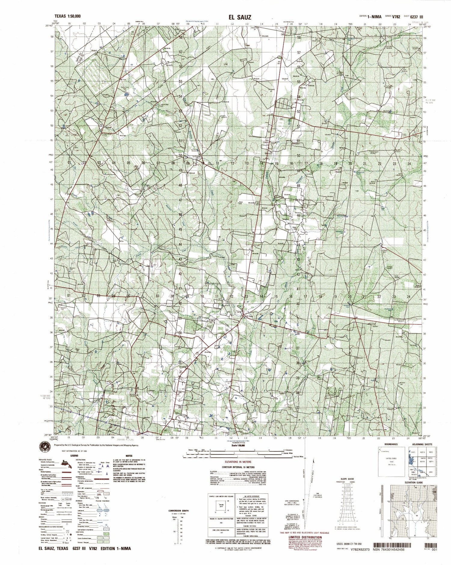 El Sauz Texas Military 1:50,000 Map