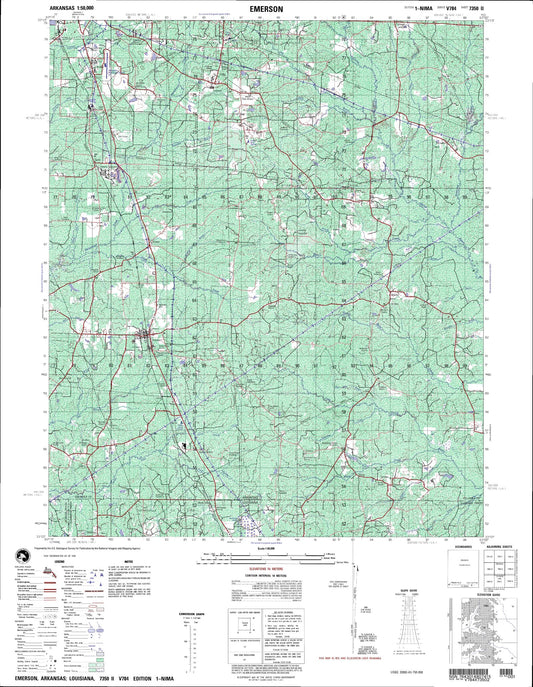 Emerson Arkansas Military 1:50,000 Map