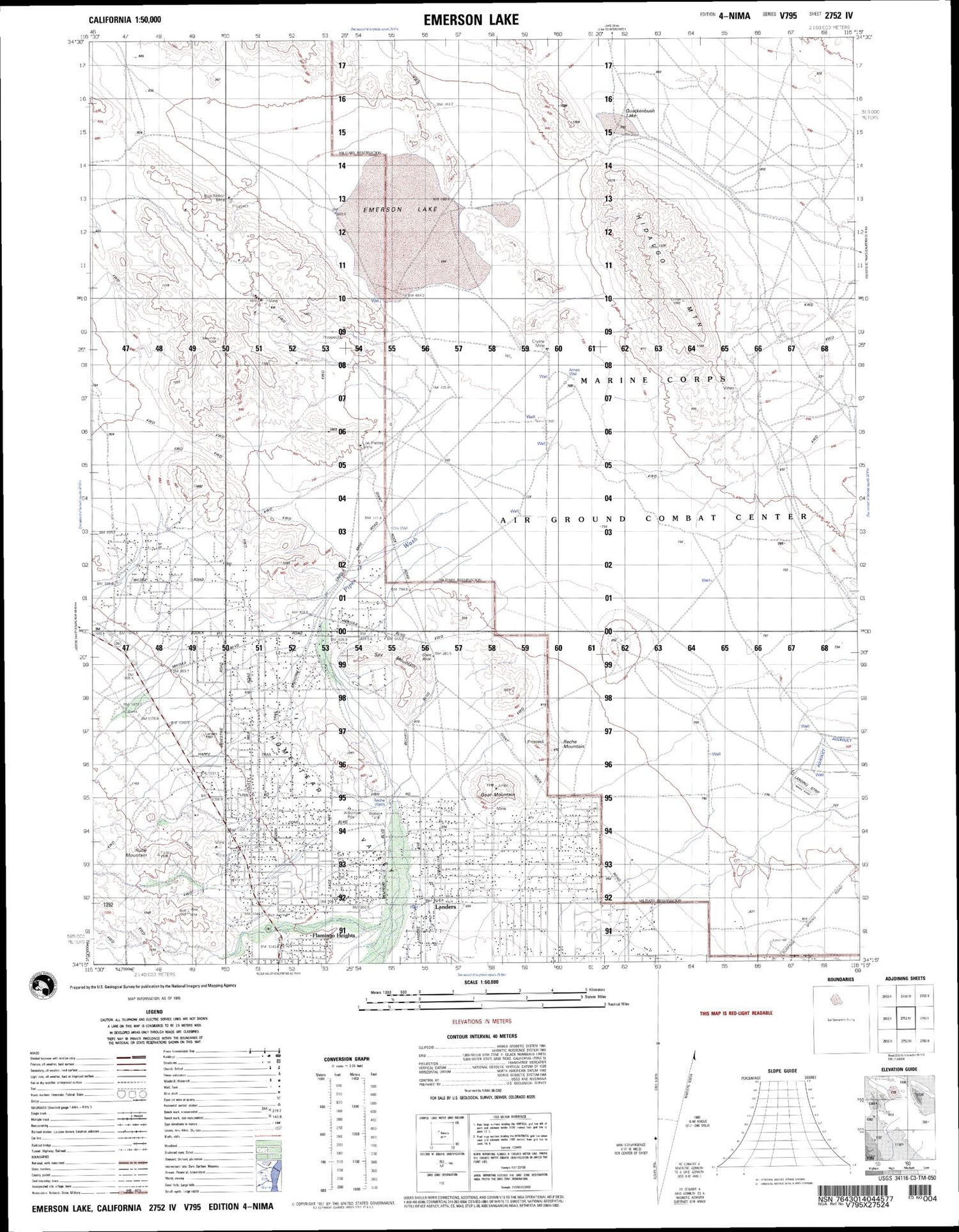 Emerson Lake California Military 1:50,000 Map