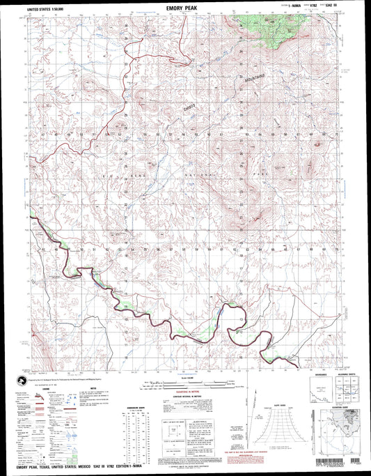 Emory Peak Texas Military 1:50,000 Map