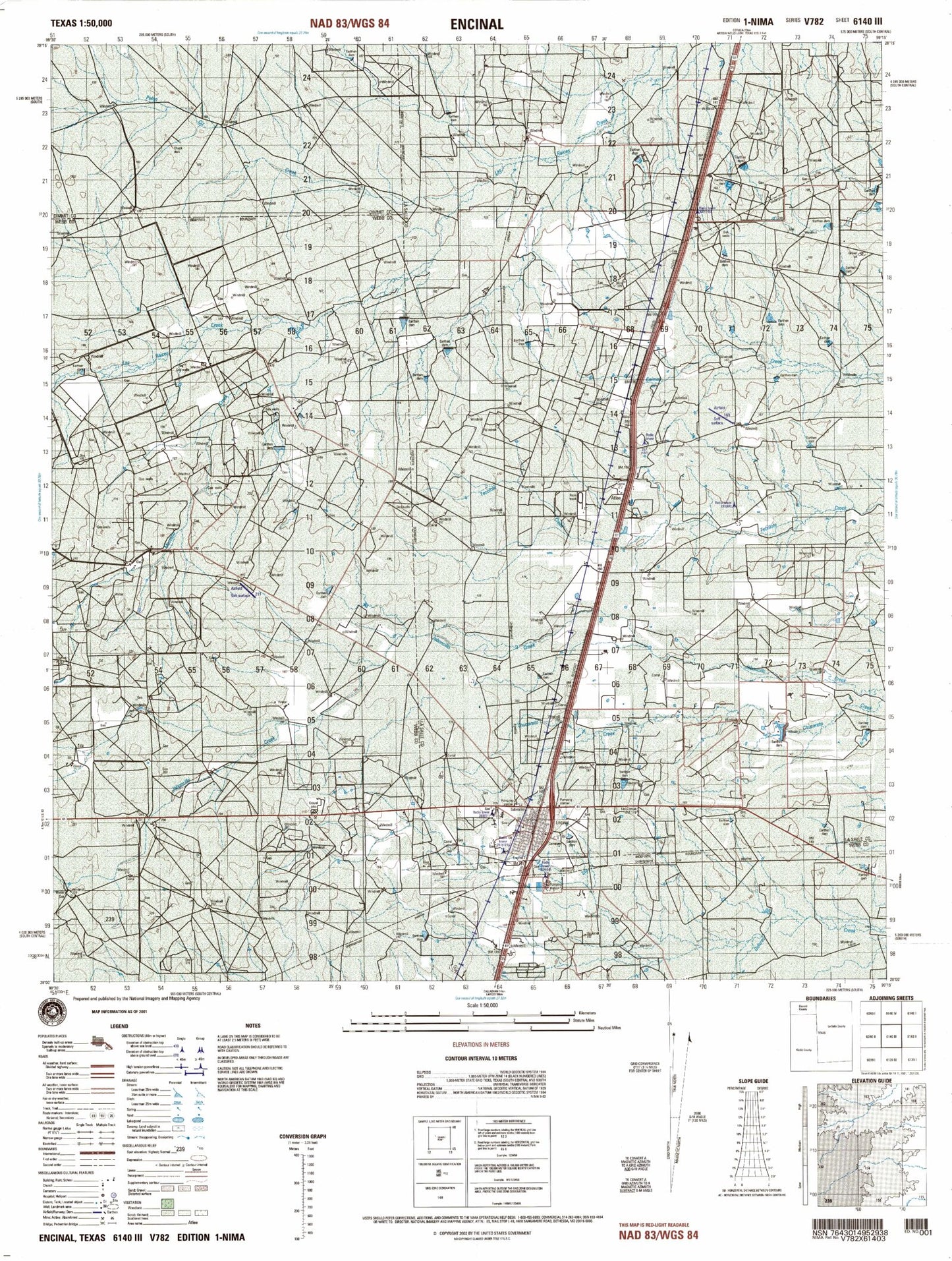 Encinal Texas Military 1:50,000 Map