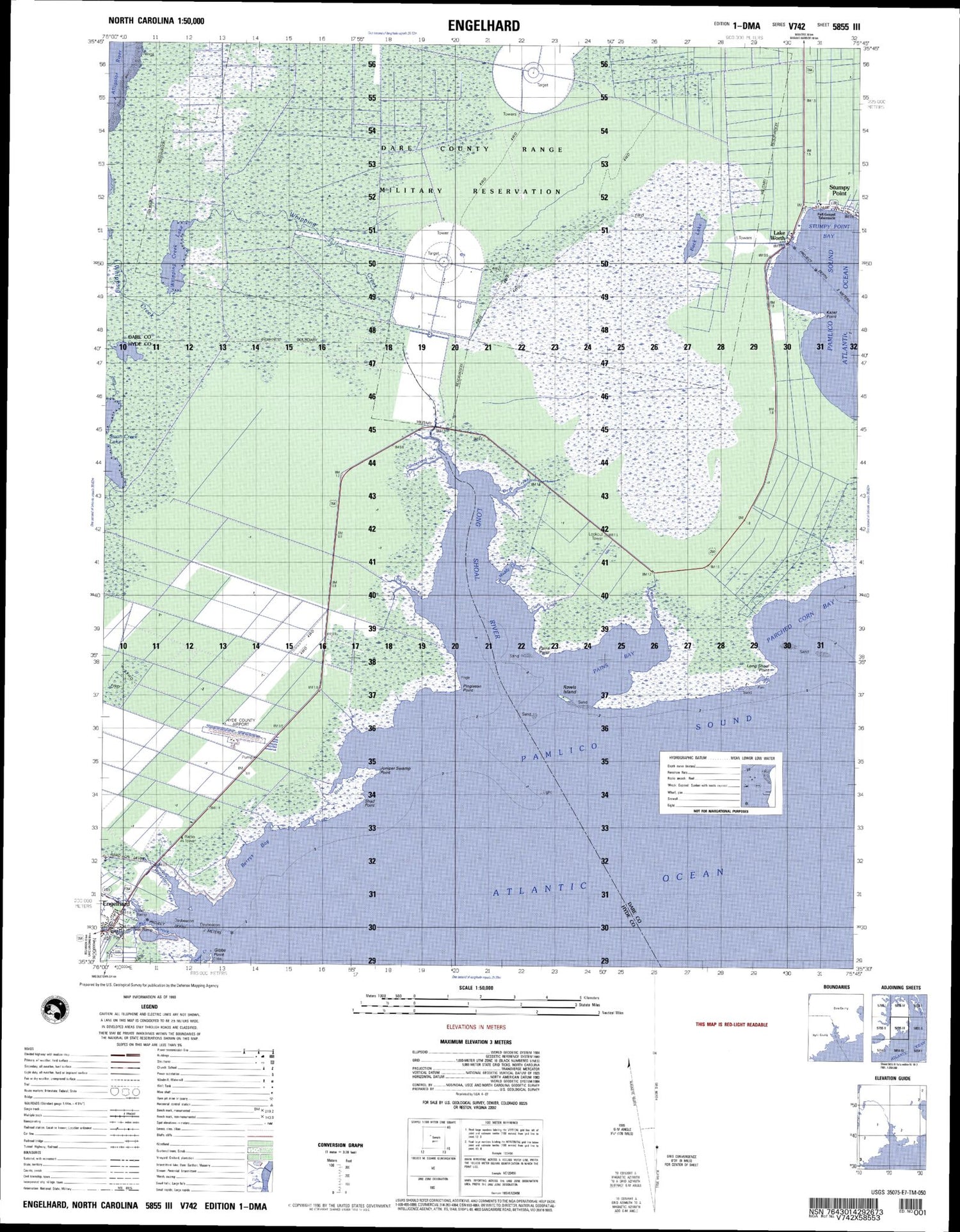 Engelhard North Carolina Military 1:50,000 Map