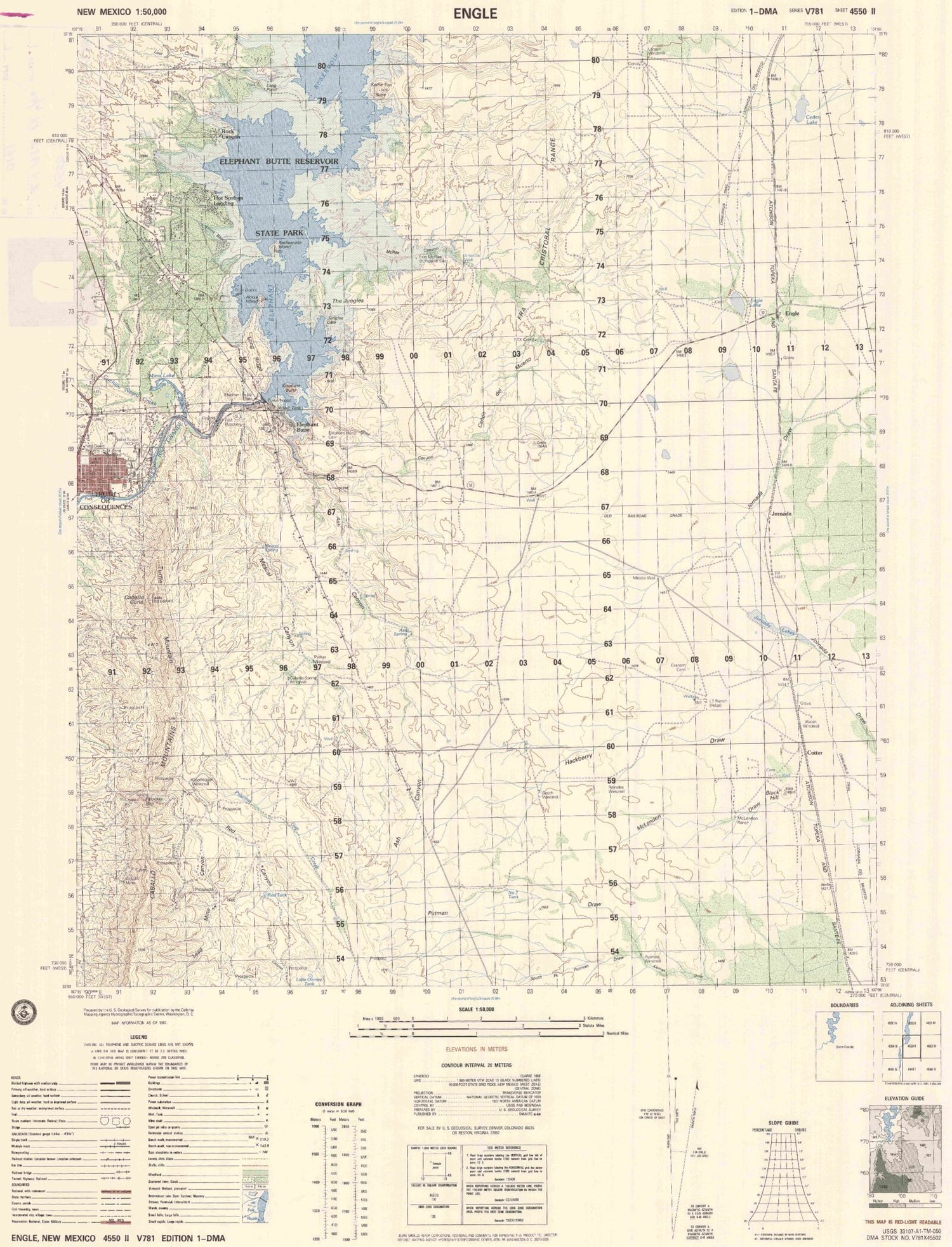 Engle New Mexico Military 1:50,000 Map