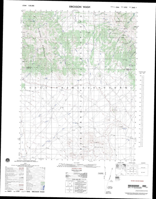 Erickson Wash Utah Military 1:50,000 Map