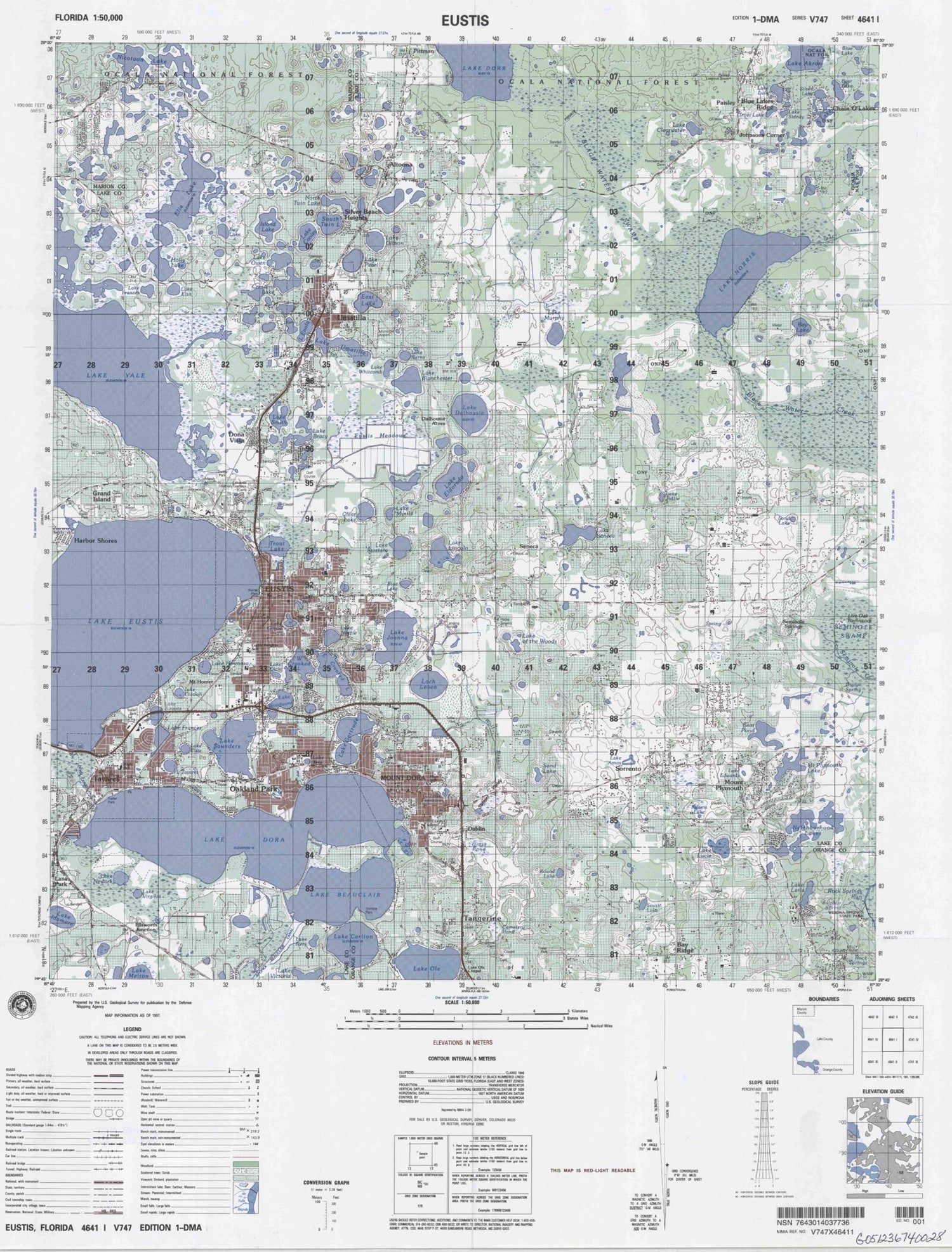 Eustis Florida Military 1:50,000 Map