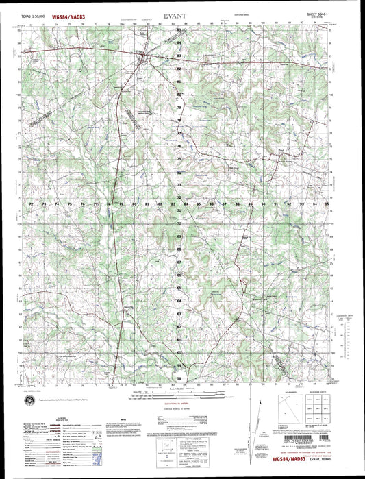 Evant Texas Military 1:50,000 Map