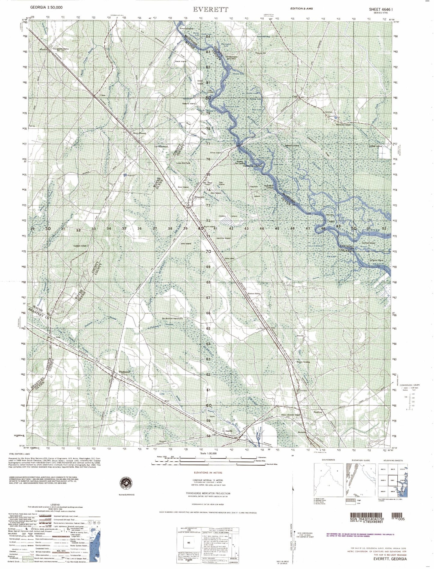 Everett Georgia Military 1:50,000 Map