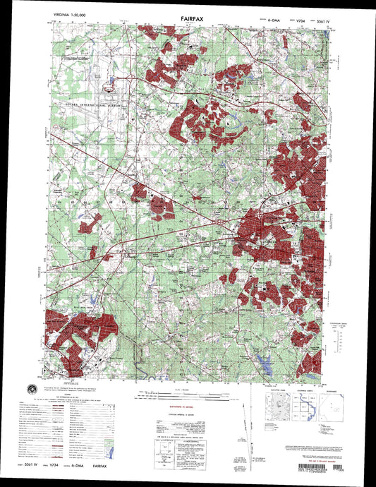 Fairfax Virginia Military 1:50,000 Map