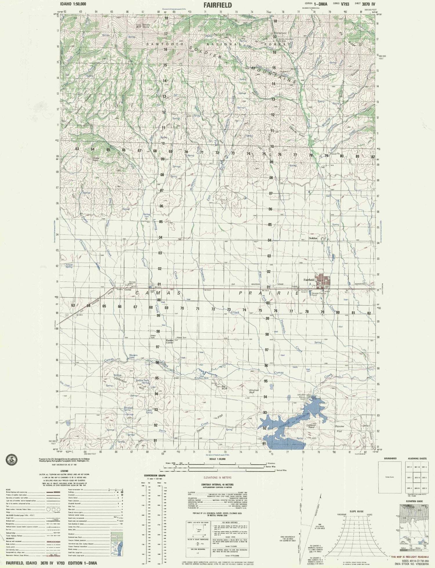 Fairfield Idaho Military 1:50,000 Map