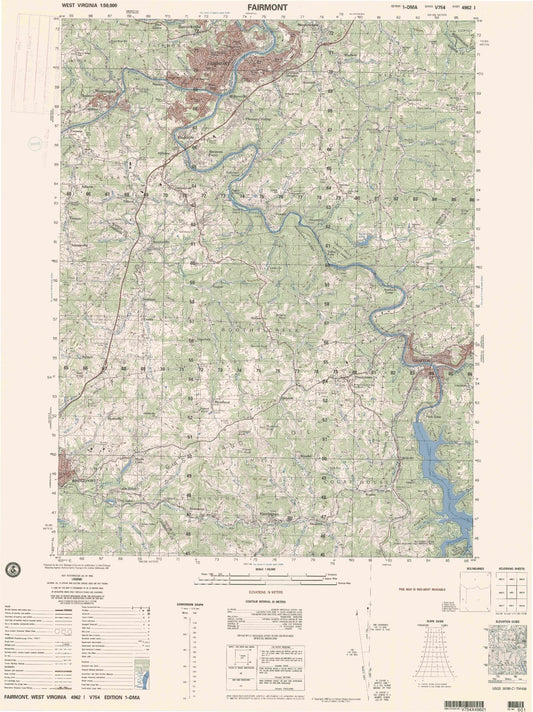 Fairmont West Virginia Military 1:50,000 Map