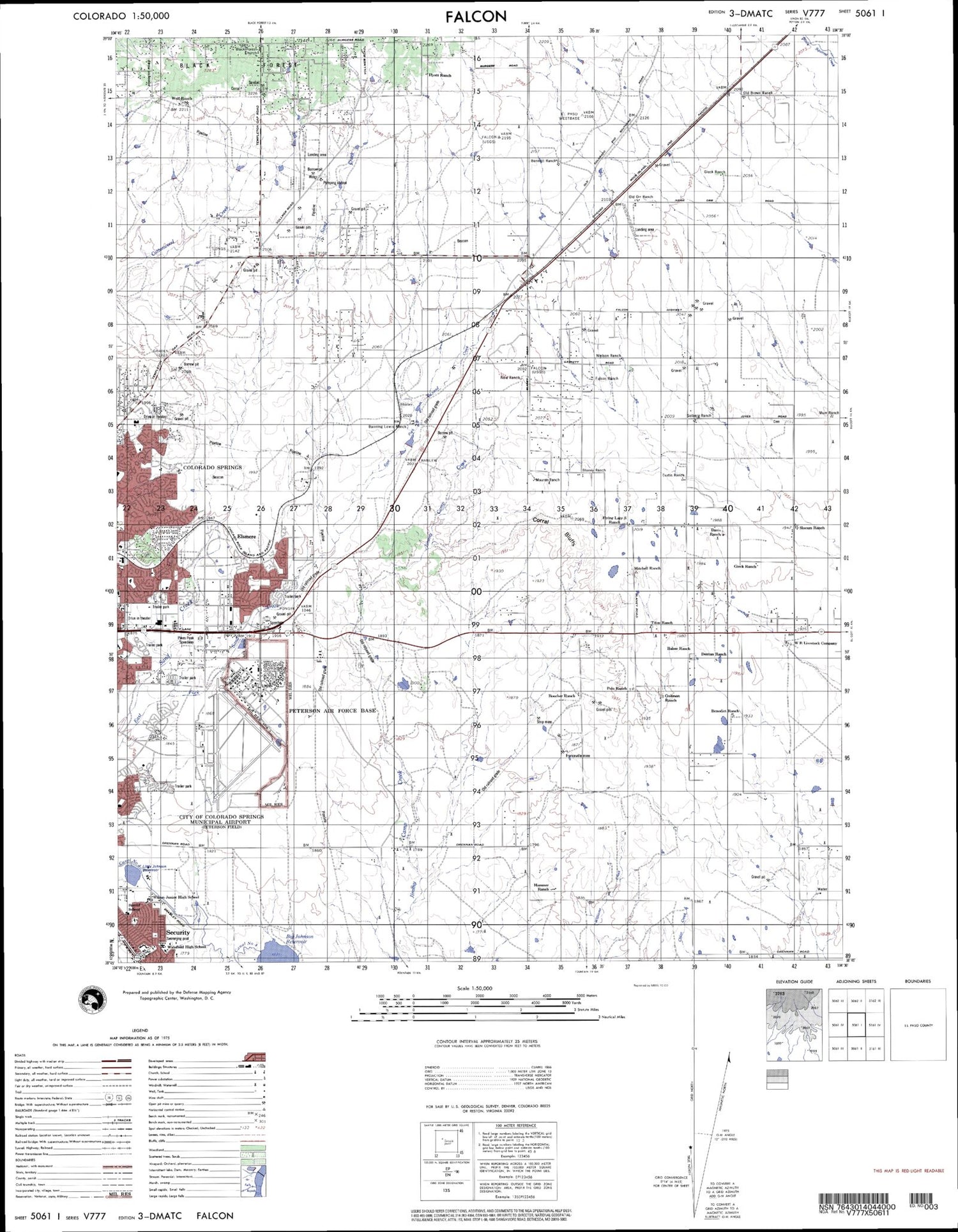 Falcon Colorado Military 1:50,000 Map