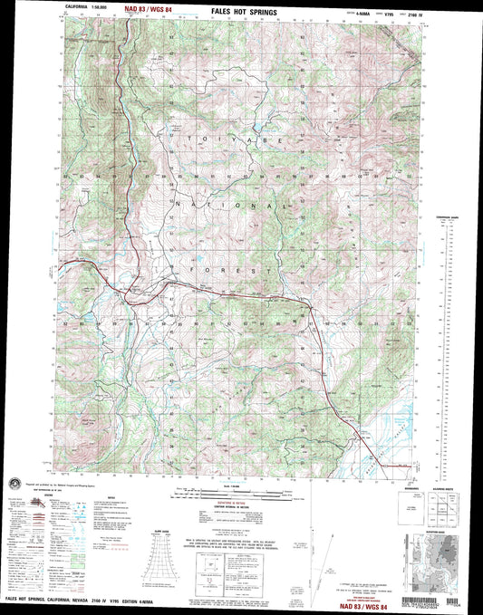 Fales Hot Springs California Military 1:50,000 Map