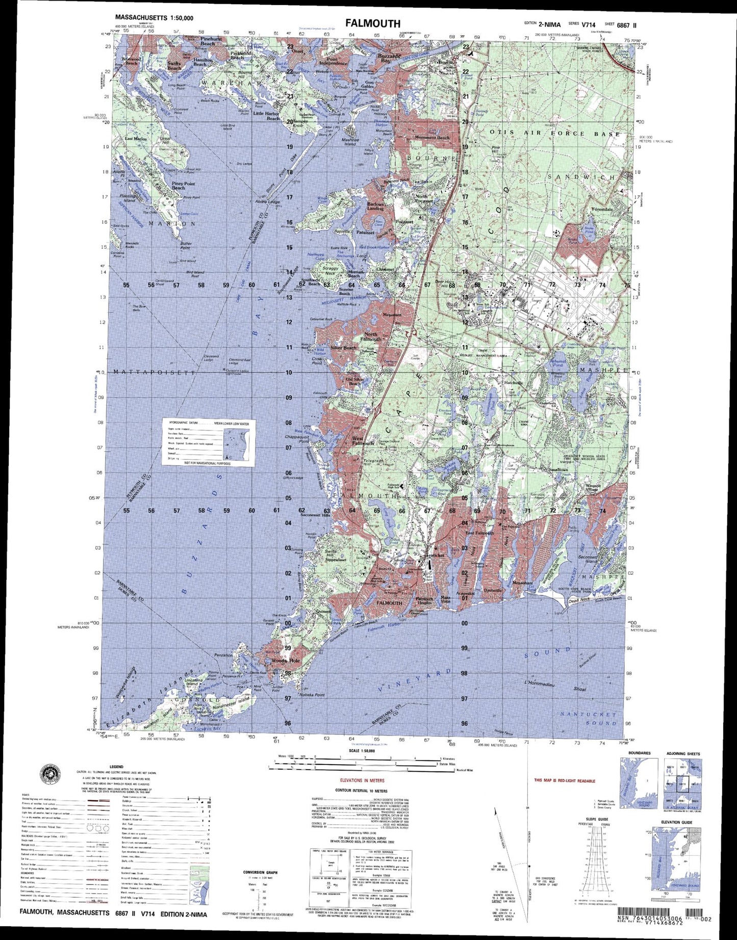 Falmouth Massachusetts Military 1:50,000 Map