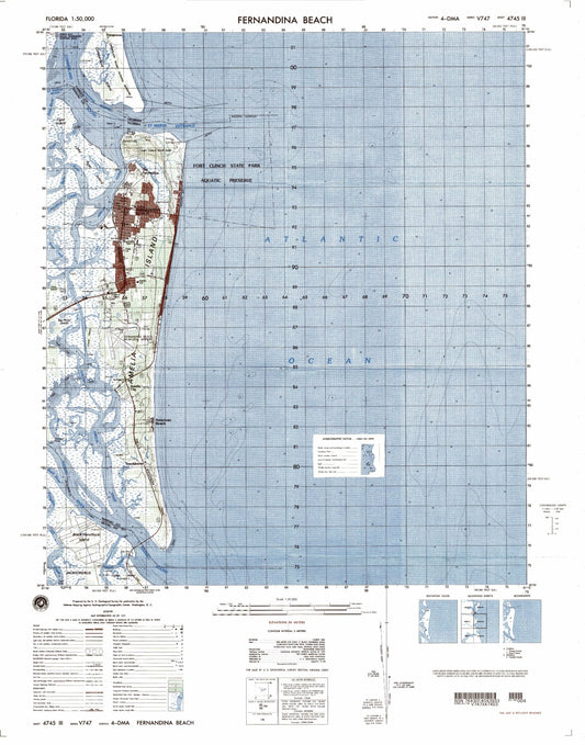 Fernandina Beach Florida Military 1:50,000 Map