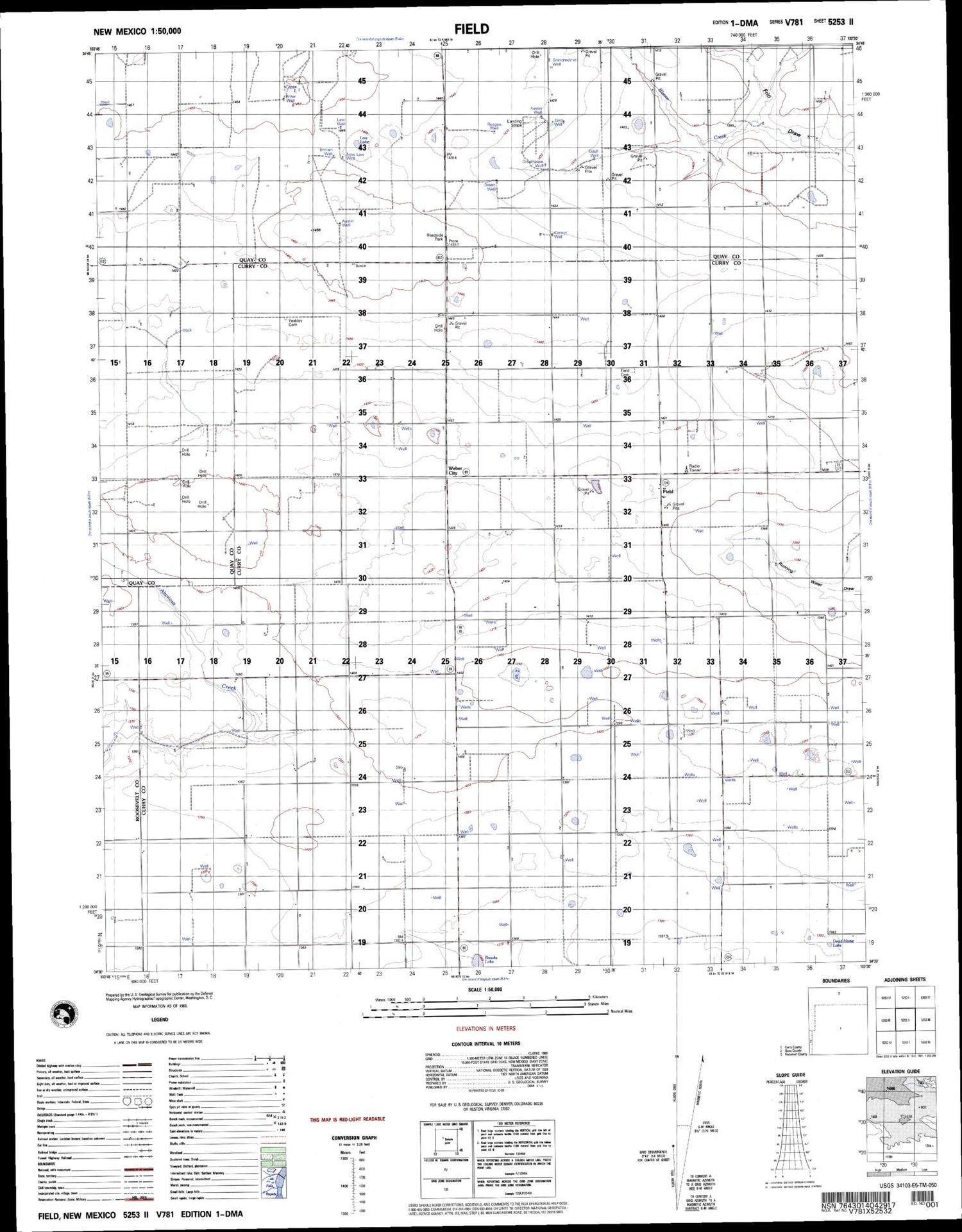 Field New Mexico Military 1:50,000 Map