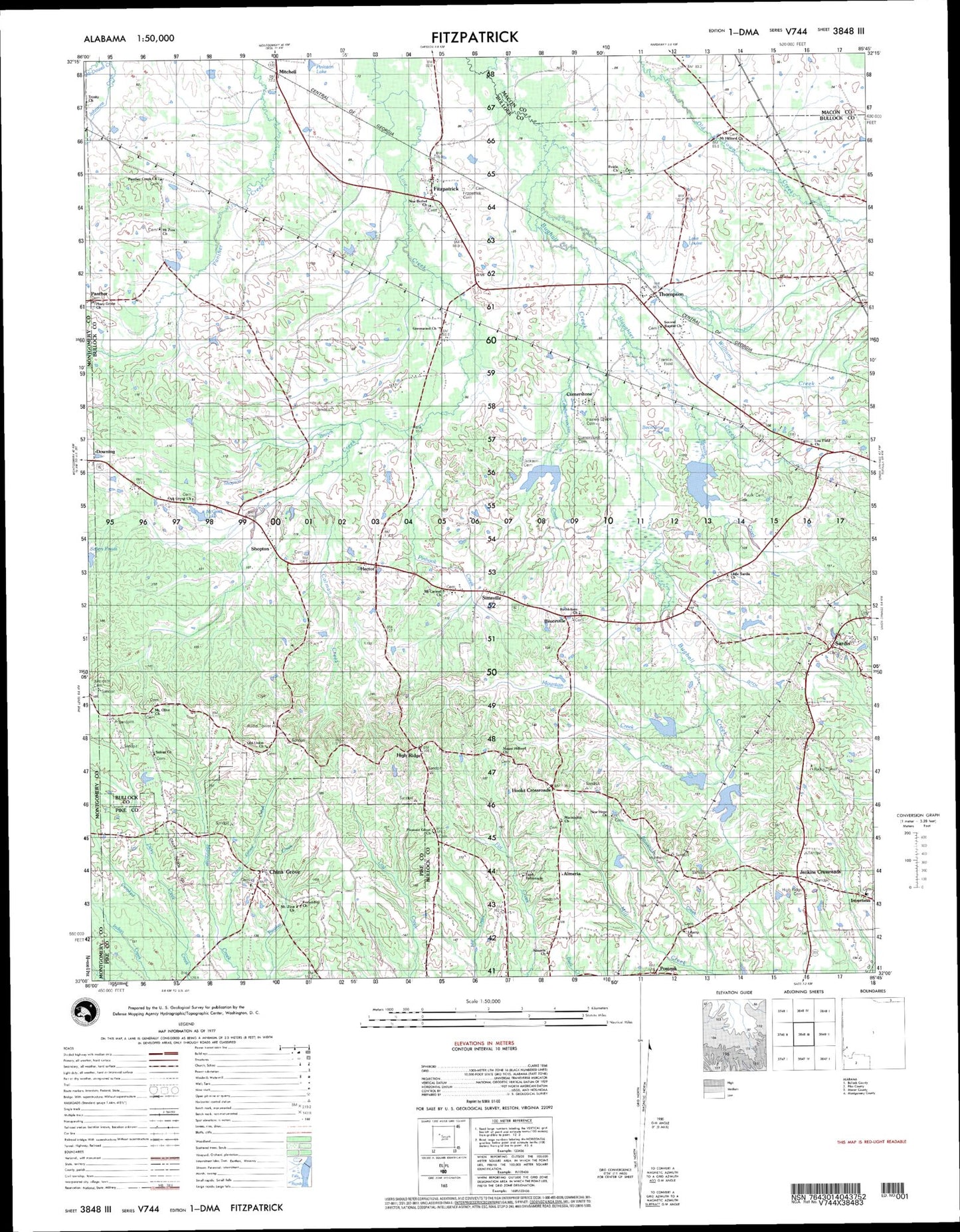 Fitzpatrick Alabama Military 1:50,000 Map