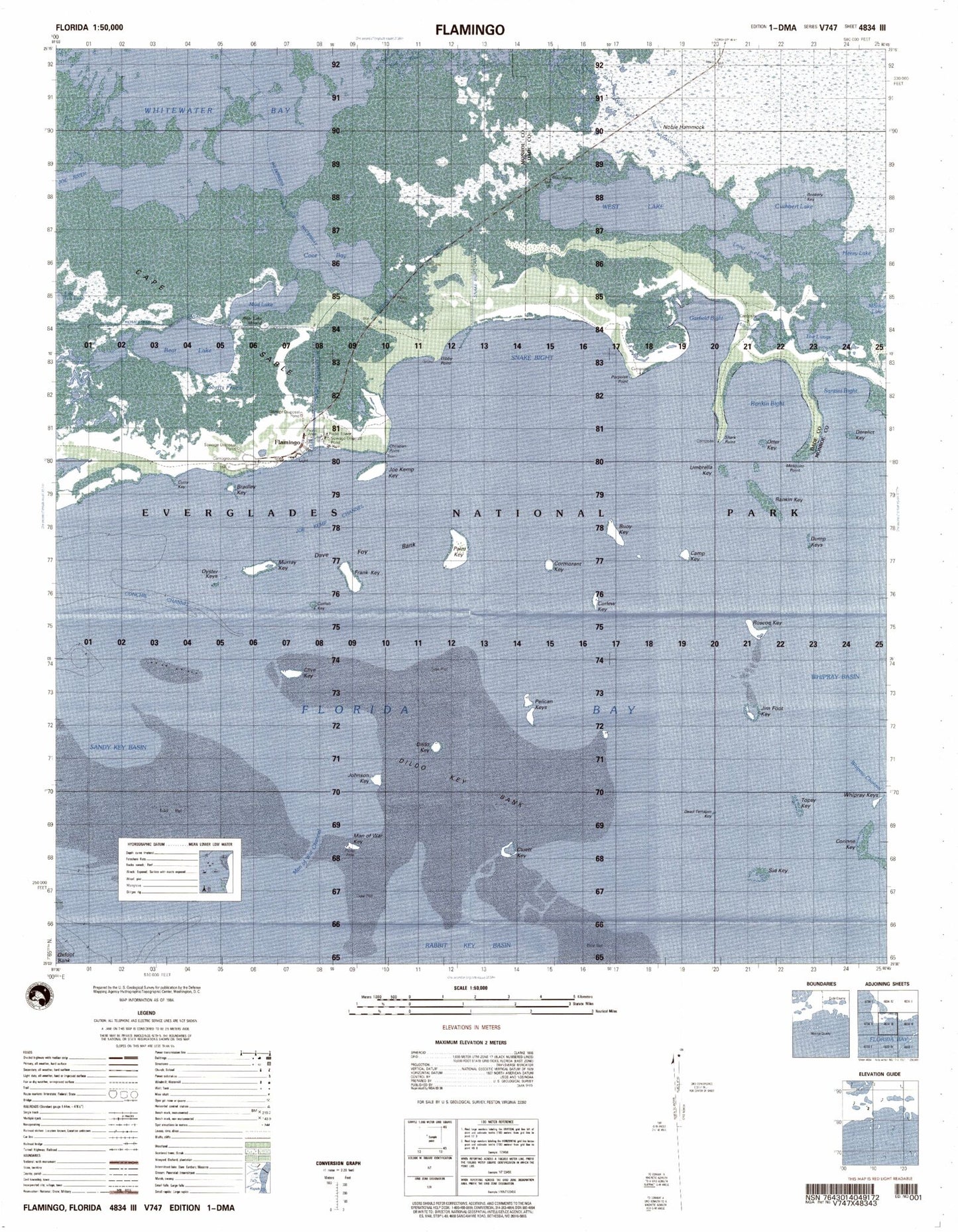 Flamingo Florida Military 1:50,000 Map