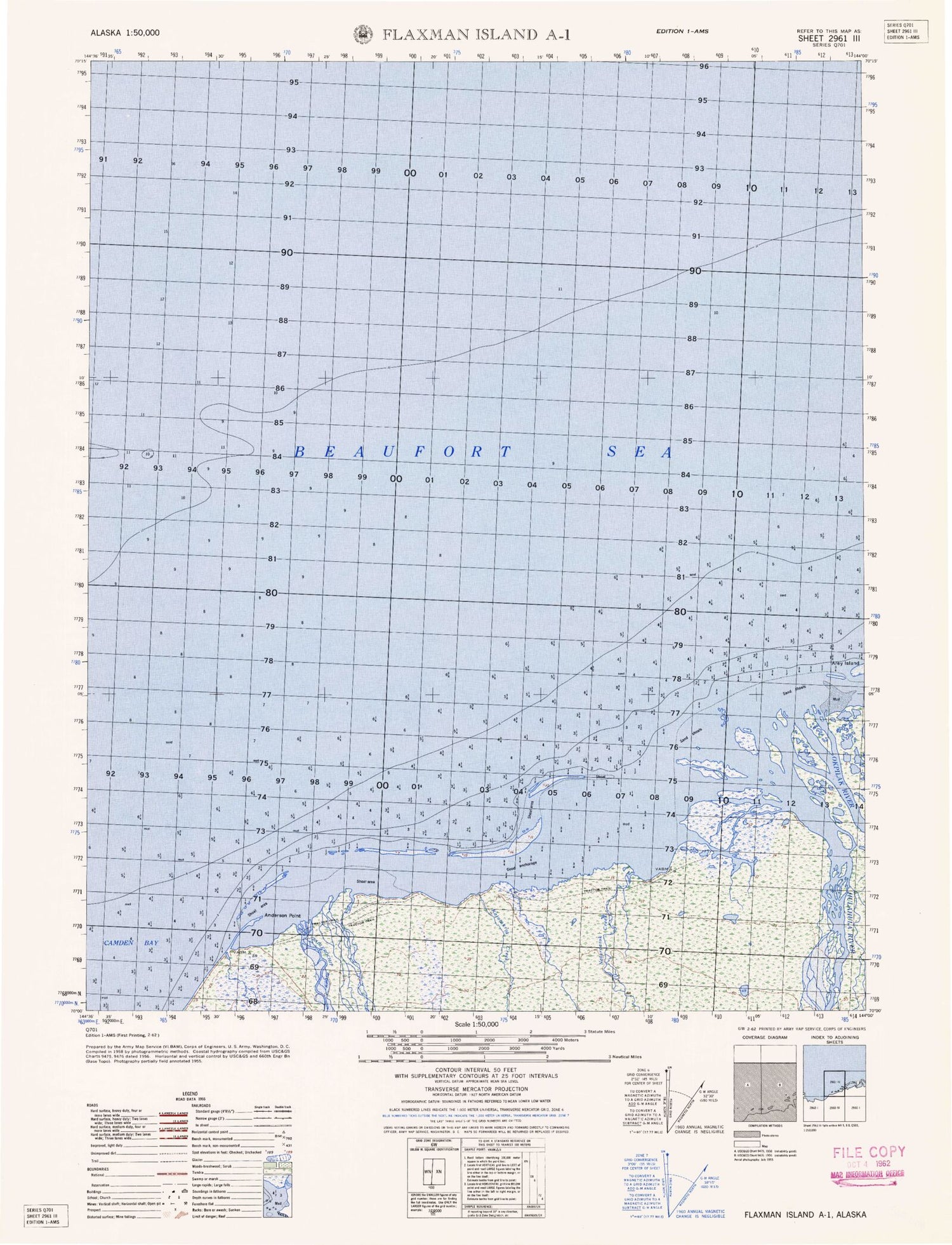 Flaxman Island A-1 Alaska Military 1:50,000 Map