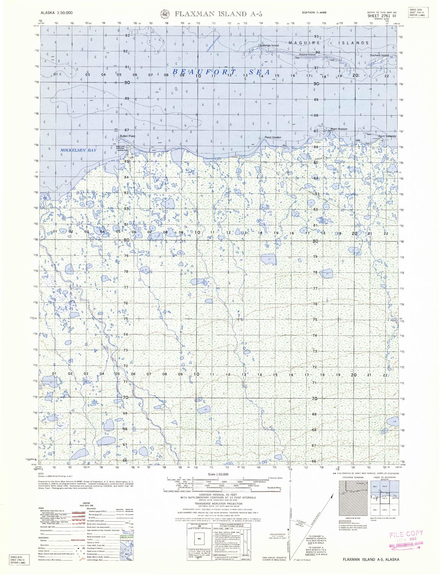 Flaxman Island A-5 Alaska Military 1:50,000 Map