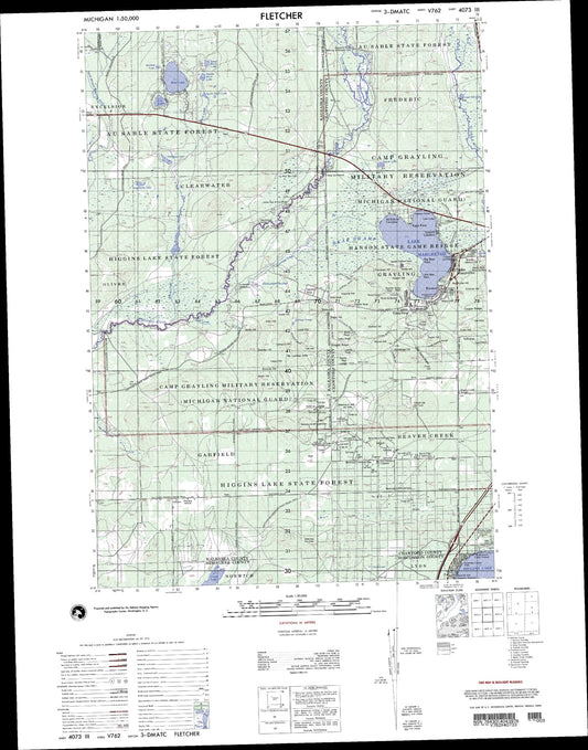 Fletcher Michigan Military 1:50,000 Map