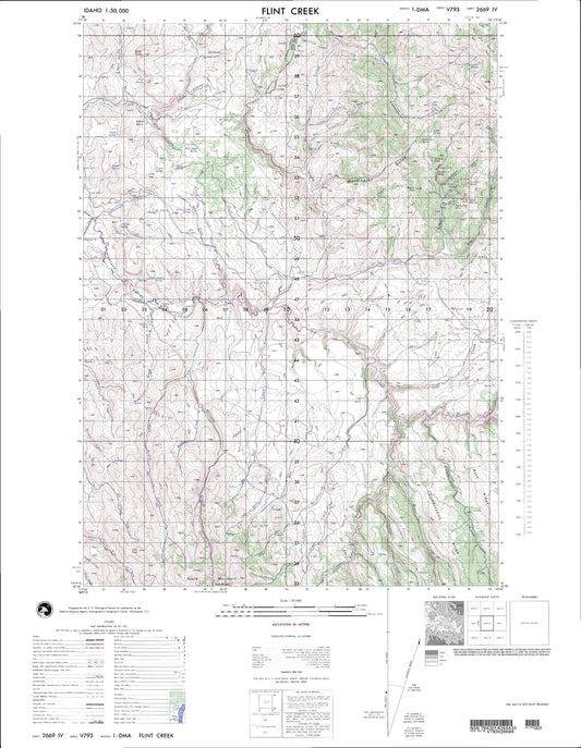 Flint Creek Idaho Military 1:50,000 Map